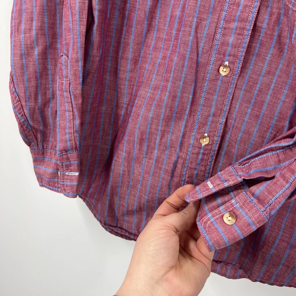 L. L. Bean Long Sleeve Vertical Striped Button Up Blouse Vintage USA Womens 4 - Picture 7 of 9